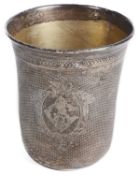 A large Continental silver beaker in the form of a large thimble