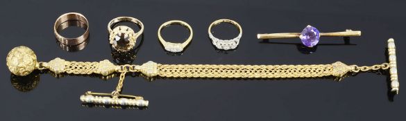 A Victorian rose gold 'MITZPAH' and various other jewellery