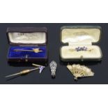 An interesting collection of Victorian and Edwardian pins, brooches and charms