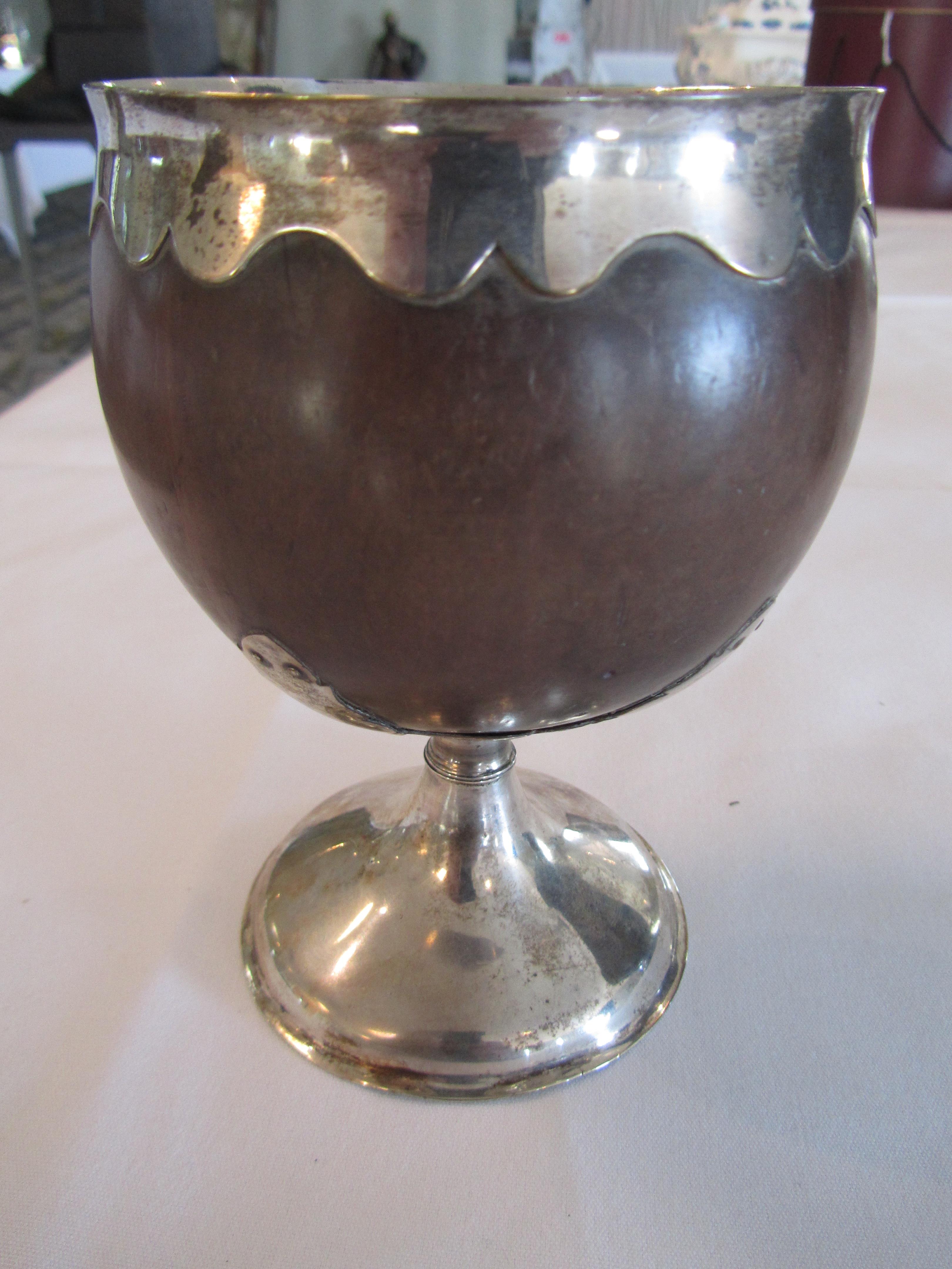 A large George III mounted coconut cup - Image 6 of 18