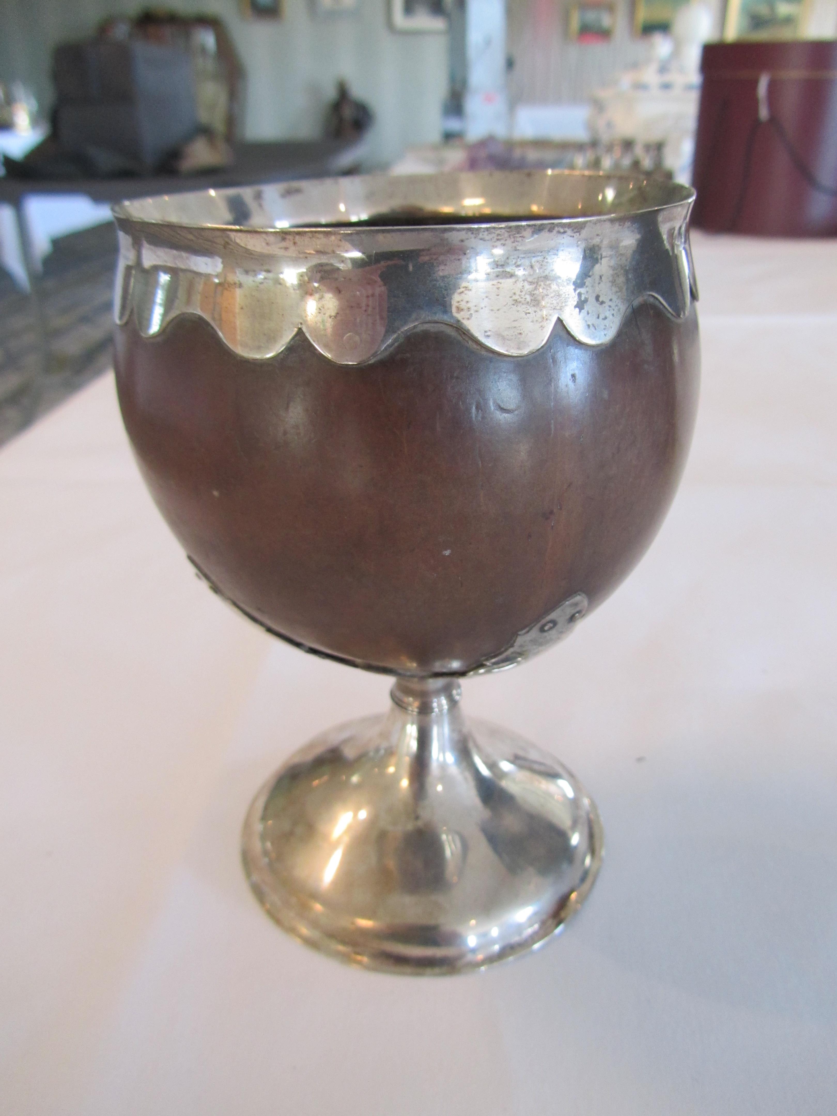 A large George III mounted coconut cup - Image 5 of 18