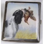 A Continental silver and enamelled cigarette case, hallmarked 935,
