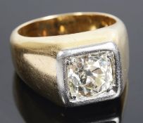A large Victorian single stone old cut diamond set ring, approximately 1.40 carats