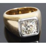 A large Victorian single stone old cut diamond set ring, approximately 1.40 carats