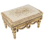 A late 19th c. Fr. Louis XVI style giltwood footstool