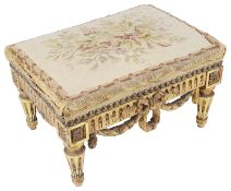A late 19th c. Fr. Louis XVI style giltwood footstool