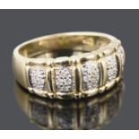 A contemporary Continental gents 14ct gold diamond set ring