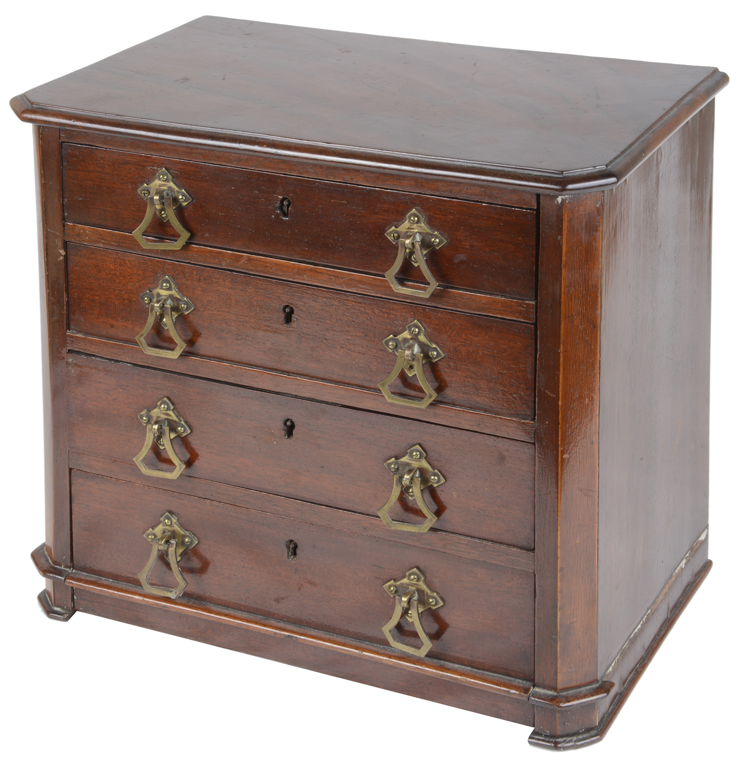 A late Victorian mahogany table top collectors chest of drawers