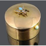 An amusing Continental diamond and gem set pill box