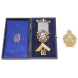 Two early 20th c. 9ct gold and enamel Masonic jewels