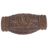 A late 18th c. Fr. carved coquilla nut snuff box