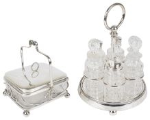 An EPNS and glass butter dish with cover,