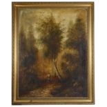 W H Sawdon (19th c. Brit.) A pair of wooded landscapes, oil on canvas