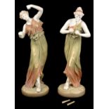 A pair of Royal Worcester porcelain figures, c1896, modelled after Hadley