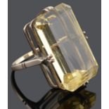 A very large Continental gold mounted citrine dress ring