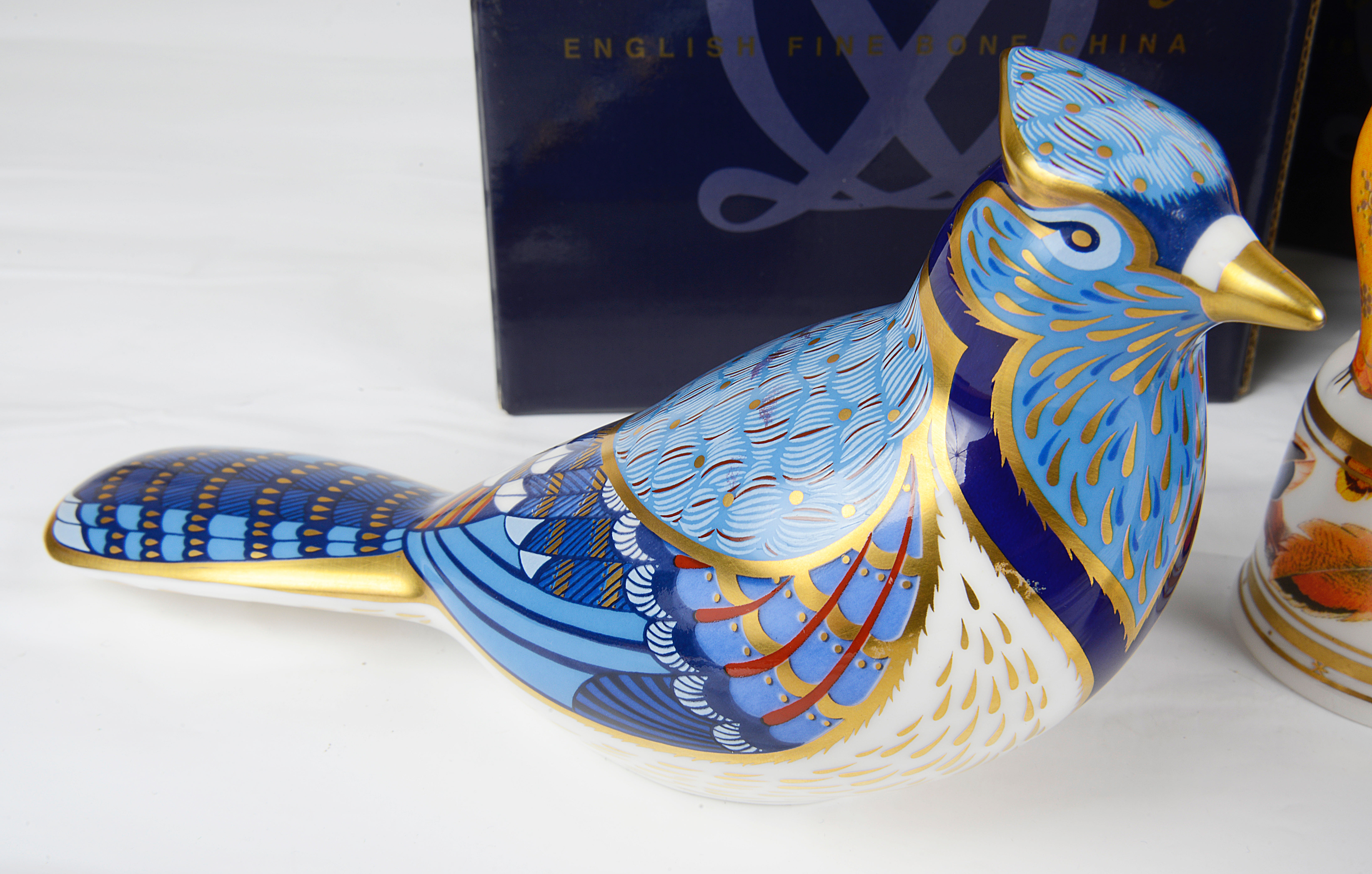 A Royal Worcester kingfisher snuffer, Royal Crown Derby Imari bug; trinket box; paperweights - Image 3 of 7