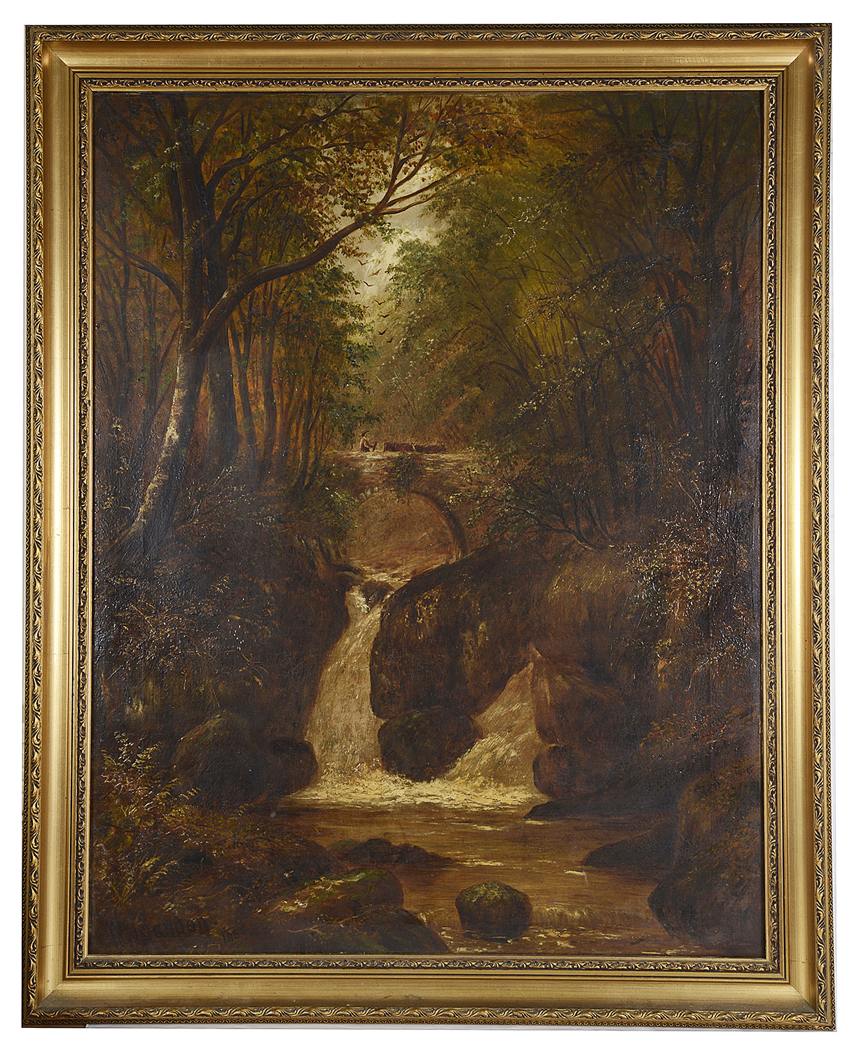 W H Sawdon (19th c. Brit.) A pair of wooded landscapes, oil on canvas - Image 2 of 2