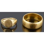 A 22ct gold plain wedding band