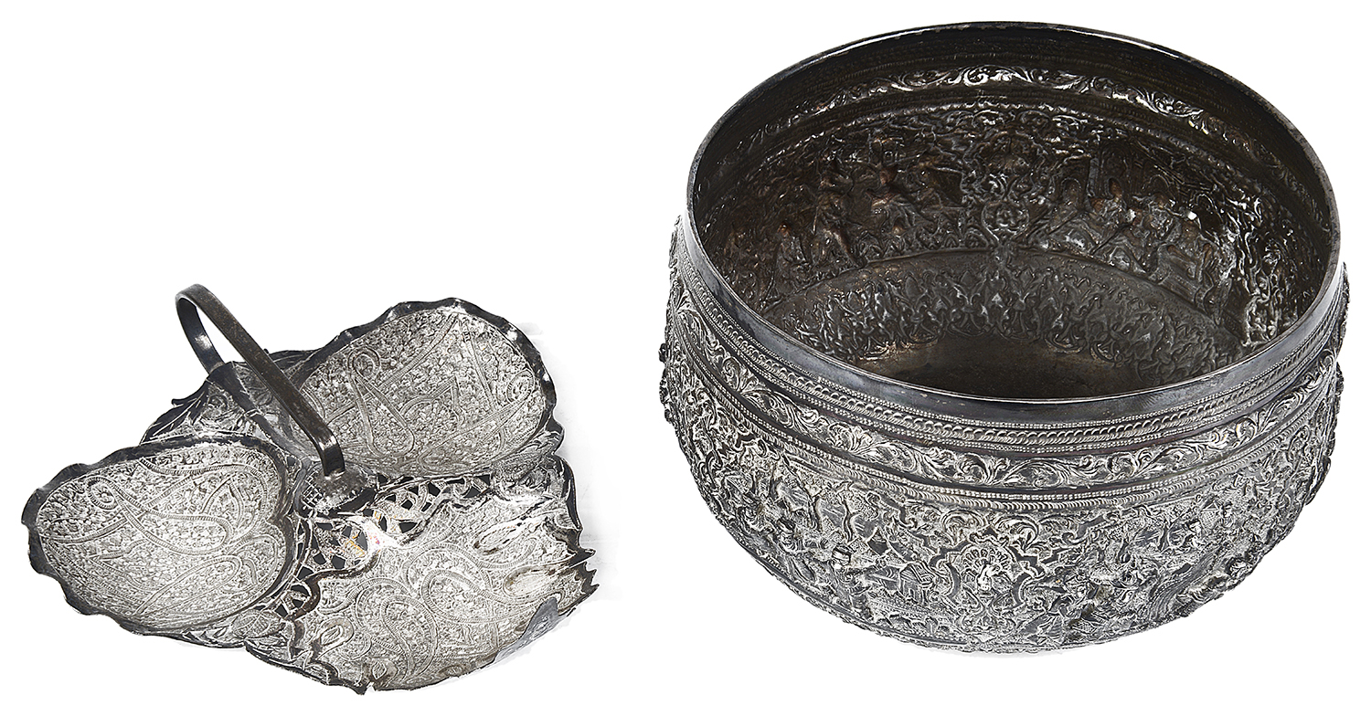 A Burmese silver bowl, 19th c.
