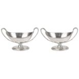A pair of George III silver twin handled salts, London 1792 by William Frisbee & Paul Storr