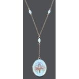 An attractive Continental enamelled silver locket necklace