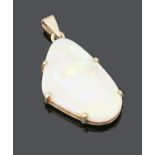 A gold mounted precious opal pendant