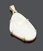 A gold mounted precious opal pendant