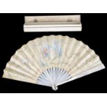 A late 19th c. Fr. mother of pearl and silk fan