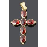 A Georgian foil back mounted garnet pendant cross