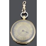 A late Victorian 18ct gold open faced pocket watch