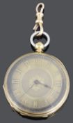 A late Victorian 18ct gold open faced pocket watch