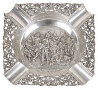 A mid 20th c. Dutch silver cigar ashtray