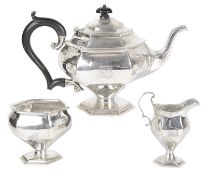 An Edwardian three piece silver tea service, Birm. 1901 by Elkington & Co. Ltd