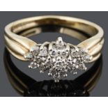 A contemporary gold mounted diamond set dress ring and another