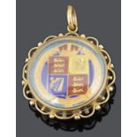 A late Victorian 9ct gold glazed picture pendant