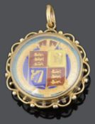 A late Victorian 9ct gold glazed picture pendant