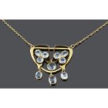 An attractive Arts & Crafts blue gem set pendant necklace