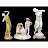 A Royal Worcester porcelain figure group, c1884; 2 others