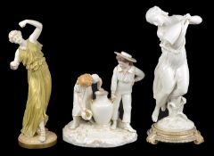 A Royal Worcester porcelain figure group, c1884; 2 others