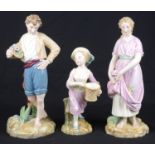 A pair of Royal Worcester porcelain figures, c1865, modelled as Paul and Virginia; 1 other