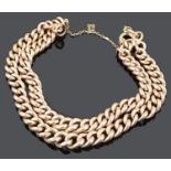 A 9ct rose gold double curb link bracelet