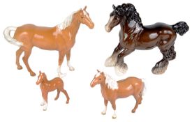 Four Beswick horses