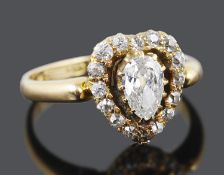 A charming Victorian heart shaped diamond cluster ring