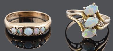 A charming Edwardian 9ct opal ring