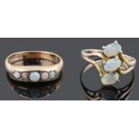 A charming Edwardian 9ct opal ring