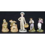 A pair of Royal Worcester porcelain figures, c1912, modelled as Strephon; 3 others