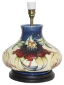 A Moorcroft 'Anna Lily' table lamp, designed by Nicola Slaney, c2000