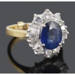An attractive sapphire and diamond set fancy cluster ring
