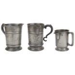 Three 19th c. pewter pub measures