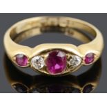 A ruby and diamond set gypsy ring, Birm. 1915